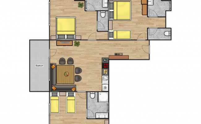 Deluxe Appartement B3/C3 - Grundriss