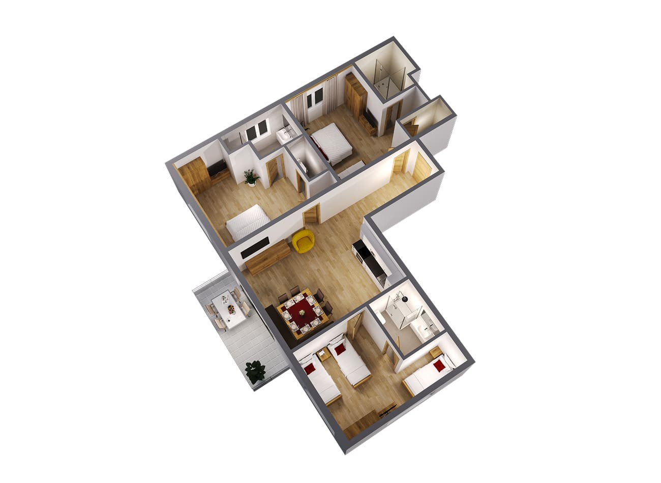Grundriss Deluxe Appartement B3/C3