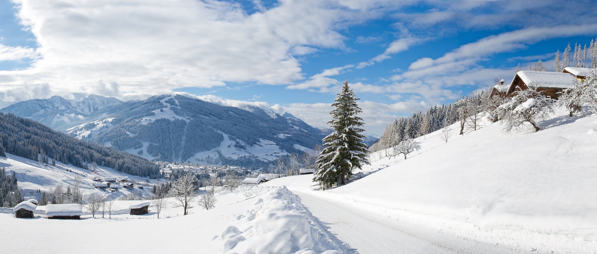 A glorious winter landscape in Wagrain in the Salzburger Land, Austria