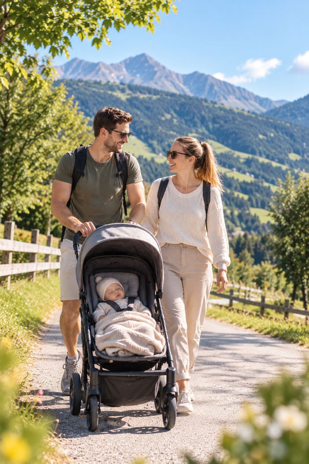 Spazieren in Wagrain mit Blicke auf die Bergwelt des Salzburger Landes
